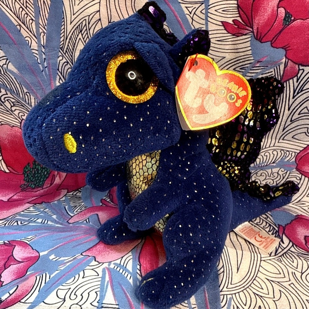 Ty Beanie Boos Saffire Blue Speckled Dragon 6"โ Plush w/Tag